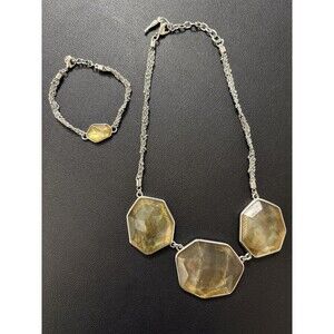 Vtg Chloe & Isabel Ocean Simulated Abalone Statement Necklace & Bracelet Set